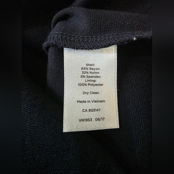 Talbots Navy/Cream Scalloped Detail 3/4 Sleeve Sheath Midi Dress, Women Size 6 - Picture 4 of 5